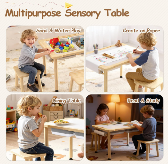 Wooden Sensory Table, Indoor Activity Desk
