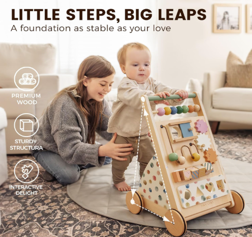 Wooden Baby Walker with Adjustable Speed