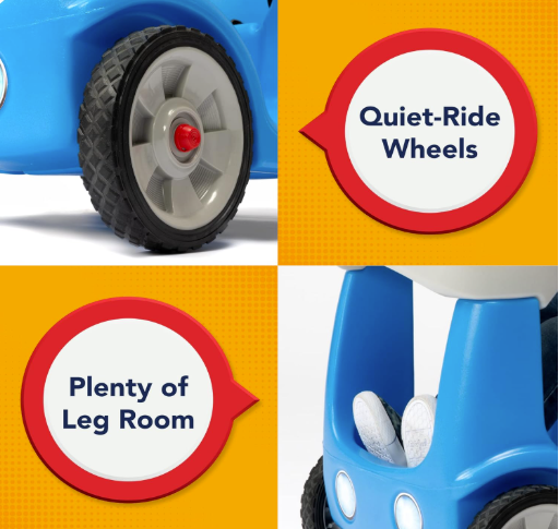 Roll and Stroll Quiet Ride-On Toddler Toy Push Car
